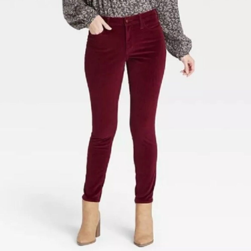 Universal Thread High Rise Skinny Burgundy Thin Ribbed Corduroys 14 32R